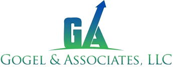 A green and blue logo for ga & associates